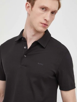 Zdjęcie produktu BOSS polo bawełniane 50471335 kolor czarny gładki 50471335
