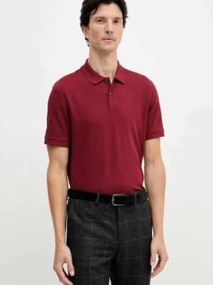 BOSS polo bawełniane kolor bordowy gładki 50468362