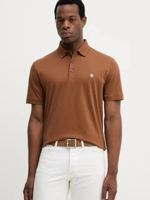 BOSS polo bawełniane kolor brązowy gładki 50520297