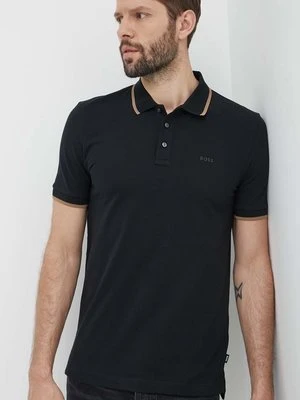 BOSS polo bawełniane kolor czarny gładki 50494697