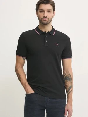 BOSS polo bawełniane kolor czarny gładki 50494697