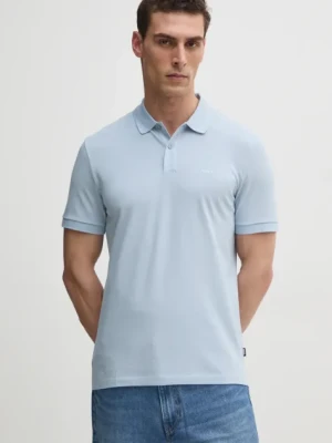 BOSS polo bawełniane kolor niebieski gładki 50468362