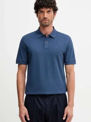 BOSS polo bawełniane kolor niebieski gładki 50468362