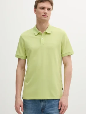 BOSS polo bawełniane kolor zielony gładki 50468362