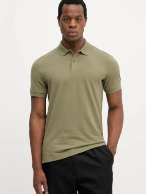 BOSS polo bawełniane kolor zielony gładki 50468362