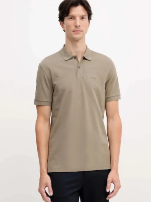 BOSS polo bawełniane kolor zielony gładki 50468362