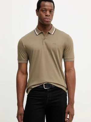 BOSS polo bawełniane kolor zielony gładki 50469360