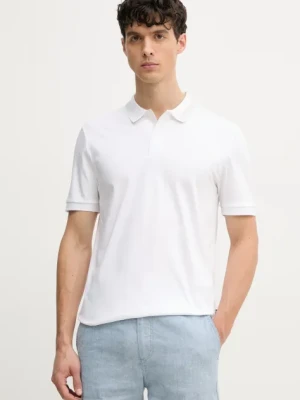 BOSS polo bawełniane męski kolor biały gładki 50531791
