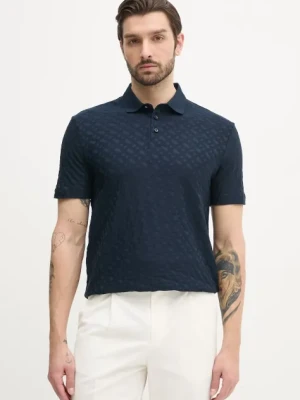 BOSS polo bawełniane męski kolor granatowy gładki 50537132