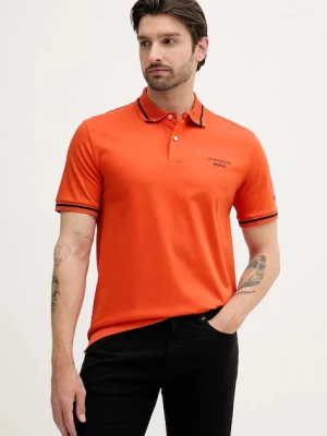 BOSS polo bawełniane męski kolor pomarańczowy z aplikacją 50543257