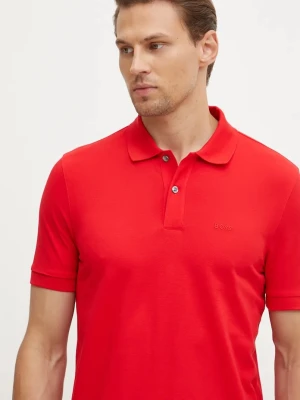 BOSS polo bawełniane Pallas czerwony