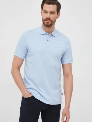 BOSS polo bawełniane Pallas niebieski
