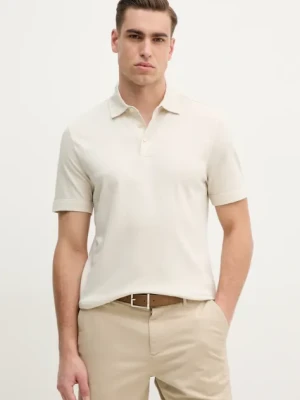BOSS polo męski kolor beżowy gładki 50521106
