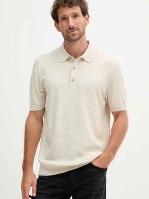 BOSS polo męski kolor beżowy gładki 50543148