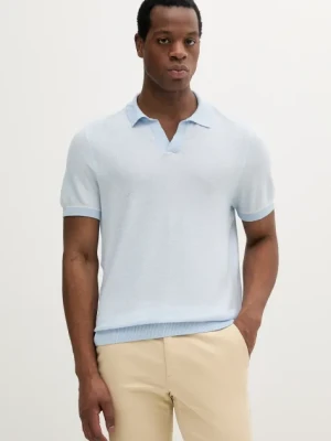 BOSS polo męski kolor niebieski gładki 50537654