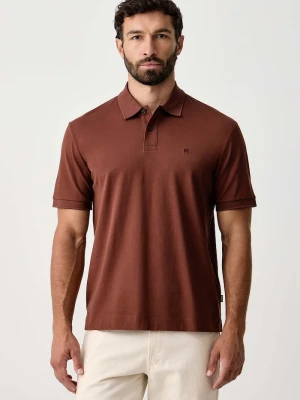 BOSS polo męskie bawełniane Parris 80 brązowy