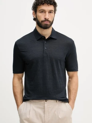 Zdjęcie produktu BOSS polo męskie lniane BOSS X DAVID BECKHAM granatowy
