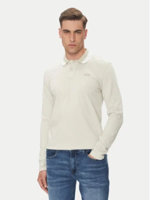 BOSS Polo Peoxfordlong_1 50544845 Beżowy Regular Fit
