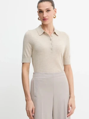 BOSS polo wełniane damski kolor beżowy 50545015