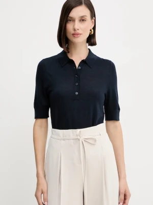 BOSS polo wełniane damski kolor granatowy 50545015