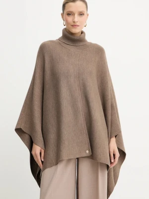 BOSS poncho z dodatkiem wełny kolor brązowy lekkie 50551146