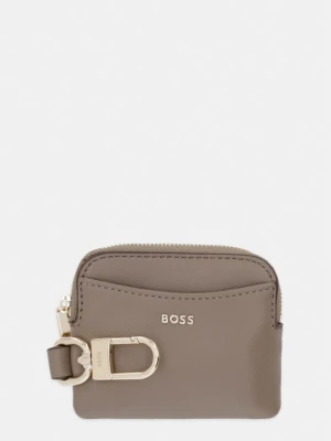 BOSS portfel damski z imitacji skóry Sandy Zip Cardholder beżowy