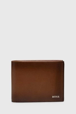 BOSS portfel skórzany męski kolor brązowy 50517241