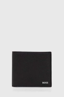 BOSS portfel skórzany męski kolor czarny 50485600