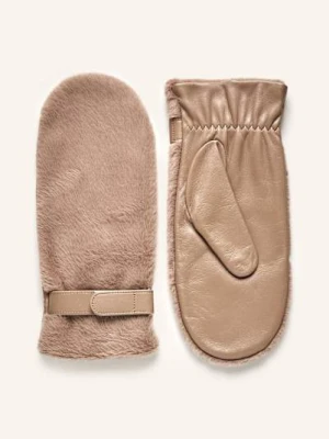 Boss Rękawiczki Jednopalcowe Ze Skóry Yosie Ze Sztucznym Futrem braun