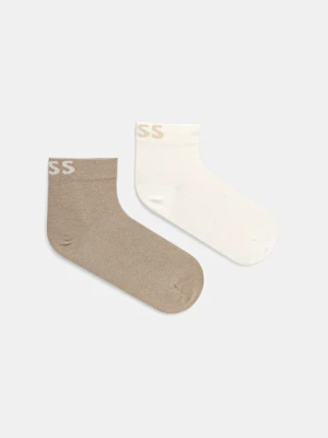 BOSS skarpetki 2-pack damskie kolor beżowy