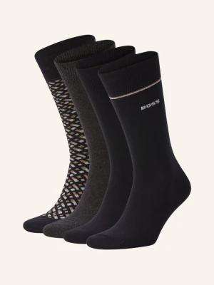 Boss Skarpety Monogram, 4 Pary, W Pudełku Prezentowym schwarz