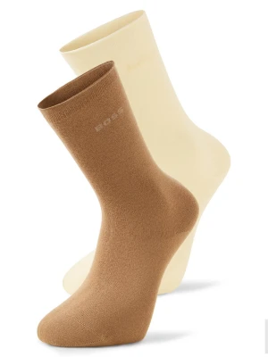BOSS Skarpety w 2-paku Kobiety wiskoza brązowy|biały jednolity,