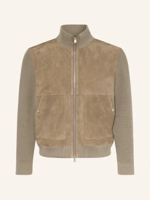 Boss Skórzany Bluzon Maparo Z Mieszanki Materiałów braun