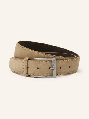 Boss Skórzany Pasek Elloy beige brązowy