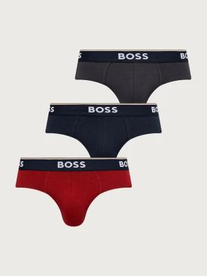 BOSS slipy męskie bawełniane z elastanem 3-pack czerwony