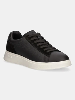 BOSS sneakersy skórzane Bulton męskie kolor brązowy 50552869