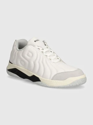 BOSS sneakersy skórzane Courtstride kolor szary 50523190