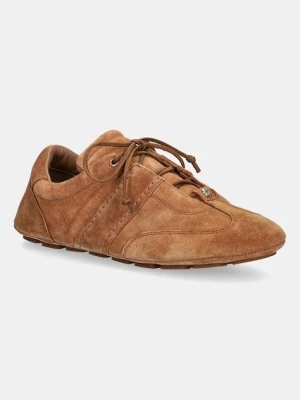 BOSS sneakersy zamszowe Roxanne damskie kolor brązowy 50547962