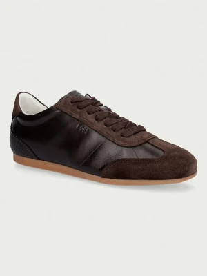 BOSS Solenne sneakersy damskie skórzane brązowy
