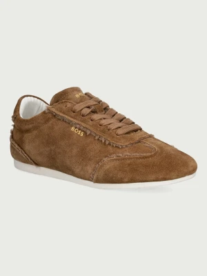 BOSS Solenne sneakersy damskie zamszowe beżowy