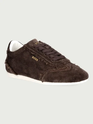 BOSS Solenne sneakersy damskie zamszowe brązowy
