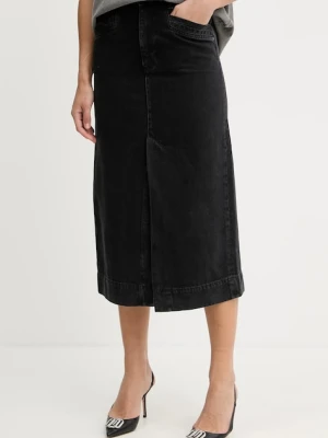 BOSS spódnica jeansowa kolor czarny midi prosta 50542557