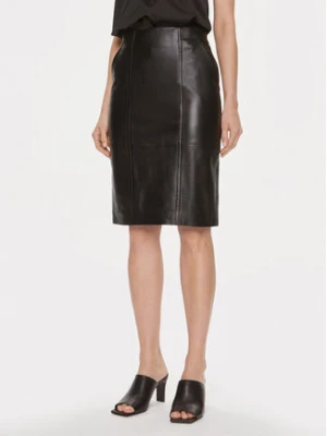 Boss Spódnica skórzana Seleni 50505502 Czarny Slim Fit