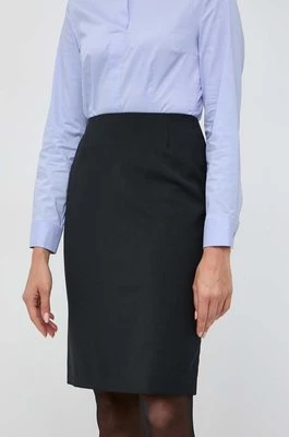 BOSS spódnica wełniana kolor czarny mini ołówkowa