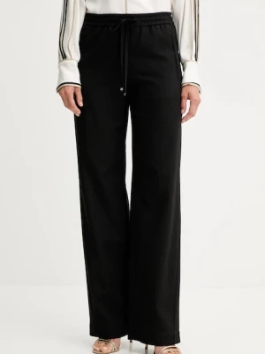 BOSS spodnie bawełniane damskie kolor czarny proste high waist 50543268