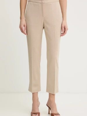 BOSS spodnie Tapria-Crop4 damskie kolor beżowy fason cygaretki high waist 50555740