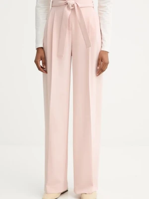BOSS spodnie damskie kolor beżowy proste high waist 50479405