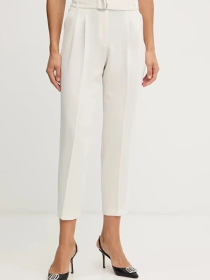 BOSS spodnie damskie kolor beżowy proste high waist 50490037