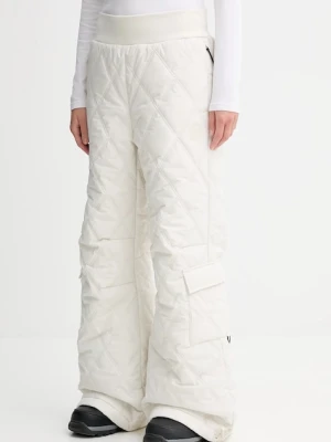 BOSS spodnie damskie kolor beżowy szerokie high waist 50544382