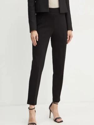 BOSS spodnie damskie kolor czarny proste high waist 50490056